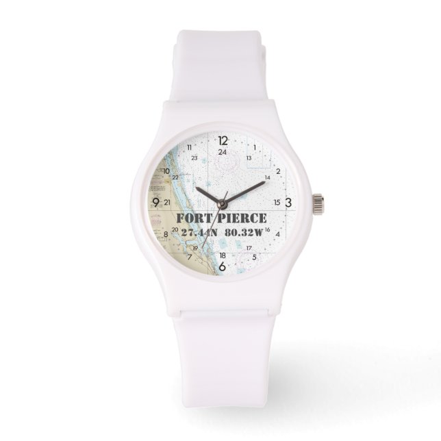 Fort Pierce FL Latitude Longitude Nautical Chart Watch (Front)