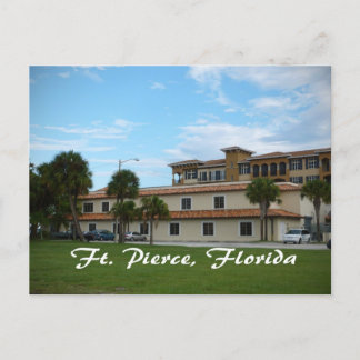 fort pierce florida downtown library postcard