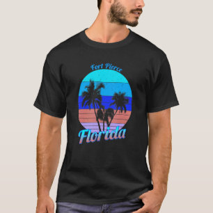 Fort Pierce Florida Retro Tropical Palm Trees Vaca T-Shirt