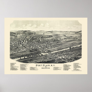 Fort Plain & Nelliston, NY Panoramic Map - 1891 Poster