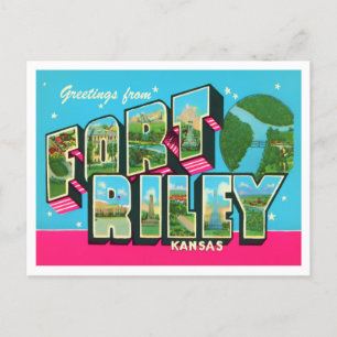 Fort Riley, Kansas Vintage Big Letters Postcard