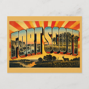 Fort Scott Kansas Prairie River Bluff Art Postcard