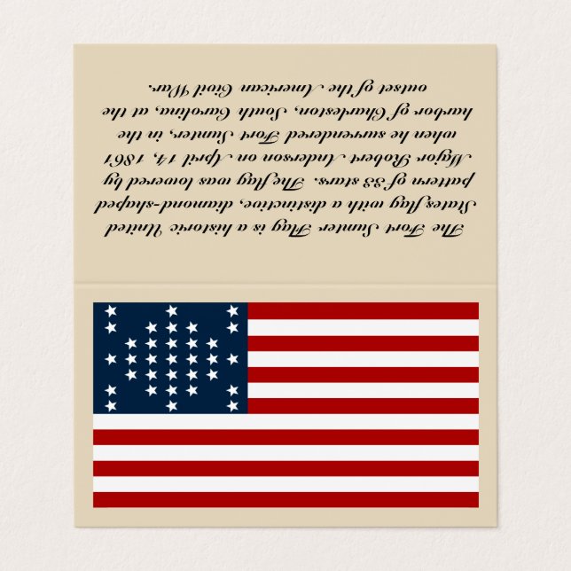 Fort Sumter Flag Business Card - "Tent Style Card" (Outside Unfolded)