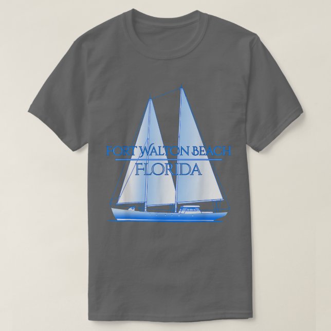 Fort Walton Beach Florida Coastal Nautical Sailing T-Shirt (Design Front)