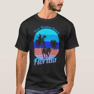 Fort Walton Beach Florida Retro Tropical Palm Tree T-Shirt