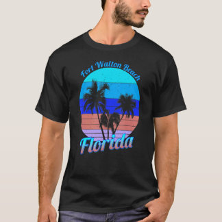 Fort Walton Beach Florida Retro Tropical Palm Tree T-Shirt