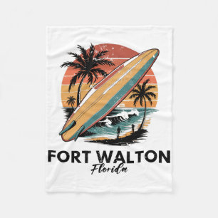 Fort Walton Beach Florida Surfboard Beach Fleece Blanket