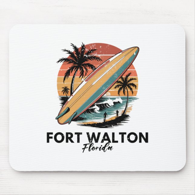Fort Walton Beach Florida Surfboard Beach  Mouse Pad (Front)