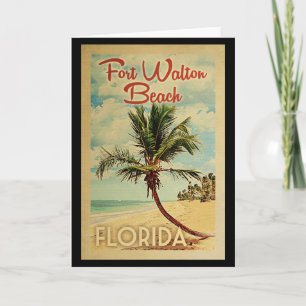 Fort Walton Beach Palm Tree Vintage Travel Card