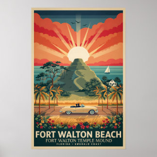 Fort Walton Beach Temple Mound Vintage Poster