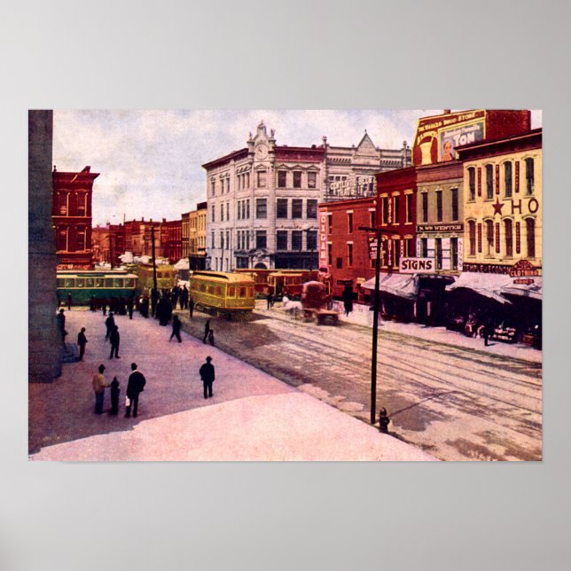 Fort Wayne, Indiana Calhoun and Main Streets Poster (Front)