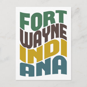 Fort Wayne Indiana Retro Wave Postcard