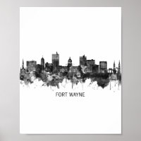 Fort Wayne Indiana Skyline BW