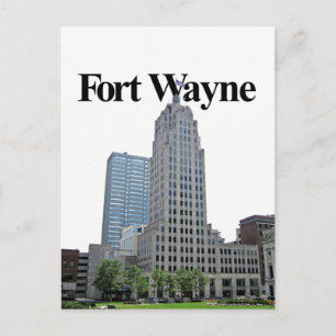 Fort Wayne Indiana Skyline w/Fort Wayne in the Sky Postcard