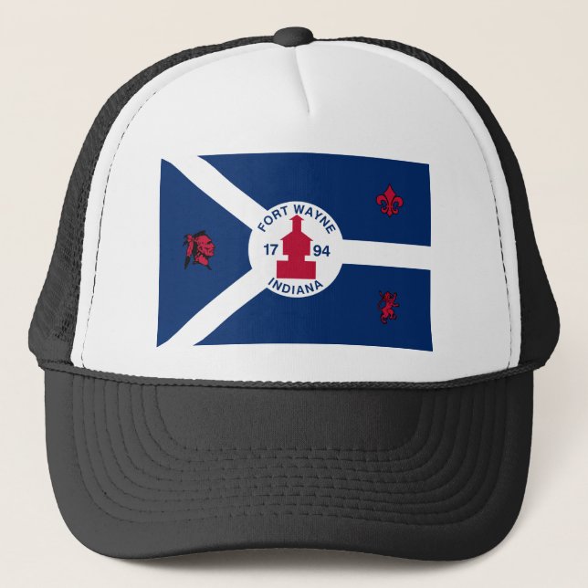 Fort Wayne, Indiana, United States flag Trucker Hat (Front)