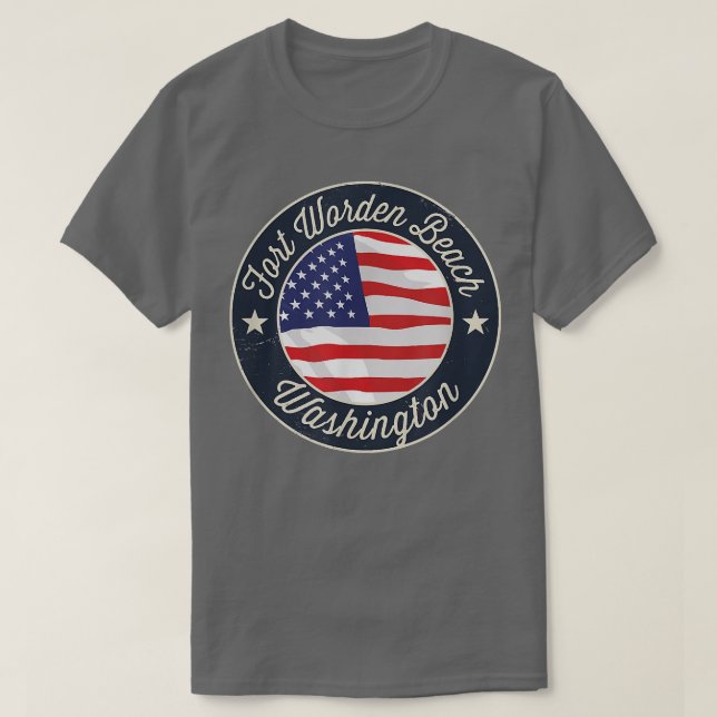 Fort Worden Beach - Patriotic Washington Souvenir  T-Shirt (Design Front)