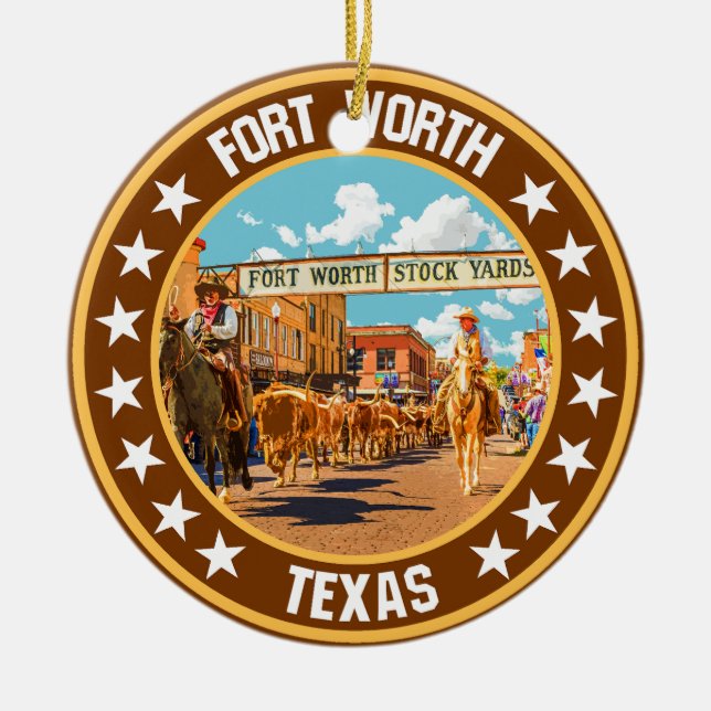 Fort Worth Ceramic Tree Decoration (Front)