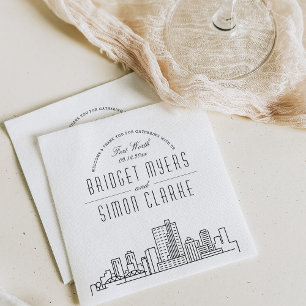 Fort Worth Deco Skyline   Wedding Event Napkins