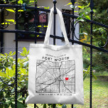 Fort Worth Love Locator | City Map Wedding Welcome Tote Bag<br><div class="desc">A fun tote bag for a wedding or any other occasion taking place in the beautiful city of Fort Worth, Texas. This tote features an overhead map of the city centre inside a black-bordered box framer. On the top sits a short welcome greeting and the name of the city. On...</div>