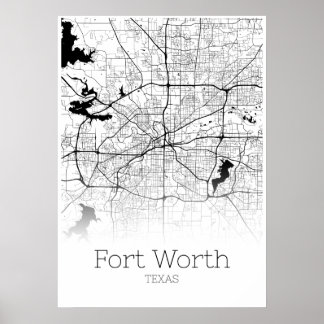 Fort Worth Map - Texas - City Map Poster