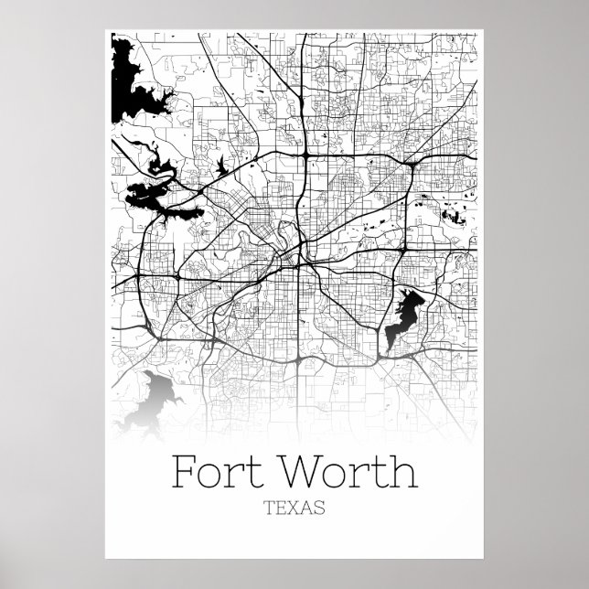 Fort Worth Map - Texas - City Map Poster (Front)