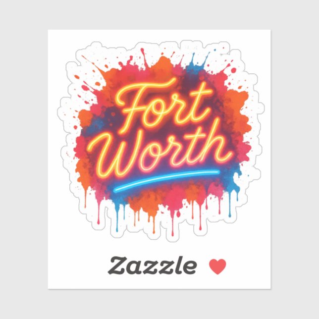 Fort Worth neon street-art splash design (Sheet)