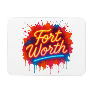Fort Worth neon street-art splash design Magnet