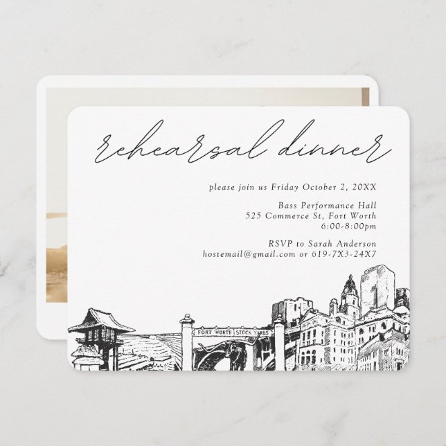 Fort Worth Rehearsal Dinner Invite Enclosure Card (Front/Back)