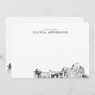 Fort Worth Skyline Sketch Personalised Note Cards