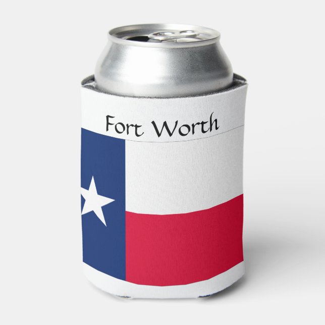 Fort Worth Stock Yards & Flag Can Cooler (Can Front)