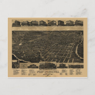 Fort Worth, Texas Birds Eye View 1886 Postcard
