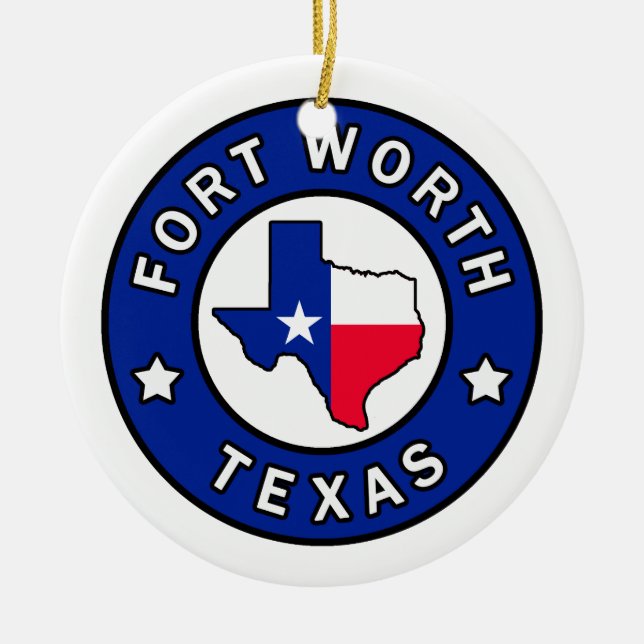 Fort Worth Texas Ceramic Tree Decoration (Front)