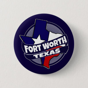 Fort Worth Texas flag burst button