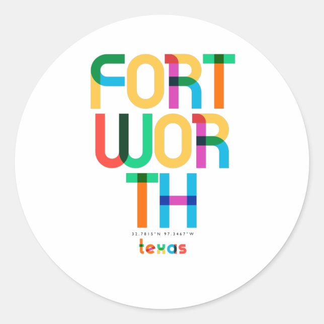Fort Worth Texas Mid Century, Pop Art, Classic Round Sticker (Front)