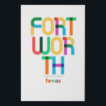 Fort Worth Texas Mid Century, Pop Art, Faux Canvas Print<br><div class="desc">Fort Worth Texas classic retro throwback style from the 60s 70s and 80s. Bright primary colours in the 20th-century abstract art style with simple geometric elements. Vintage pop art. Simple bold,  wear your hometown out loud.</div>