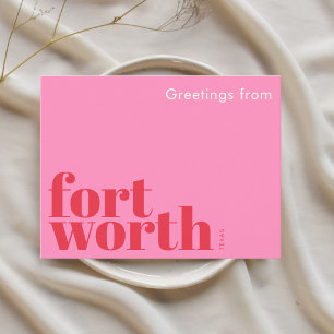 Fort Worth Texas modern pink red Postcard