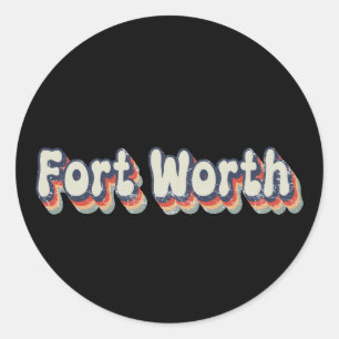 Fort Worth Texas Retro Distressed Art Classic Round Sticker