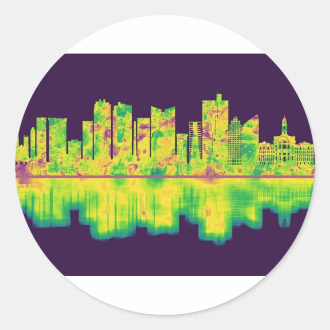 Fort Worth Texas Skyline Classic Round Sticker (Front)