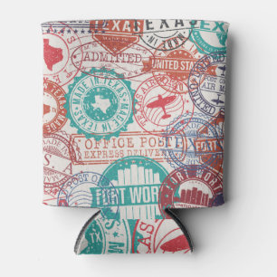 Fort Worth Texas: travel stamps. Can Cooler
