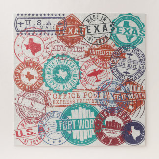 Fort Worth Texas: travel stamps. Jigsaw Puzzle