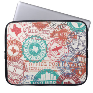 Fort Worth Texas: travel stamps. Laptop Sleeve