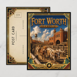 Fort Worth Texas Vintage Art Deco Golden Age Postcard