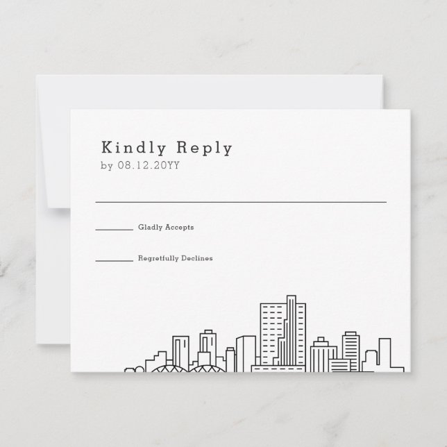 Fort Worth, Texas Wedding | Stylised Skyline RSVP (Front)