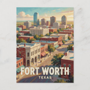Fort Worth Texas Western Downtown Travel Scene Postcard