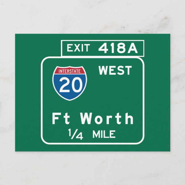 Fort Worth, TX Road Sign Postcard (Front)