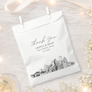Fort Worth Wedding Skyline Personalised Favour Bag