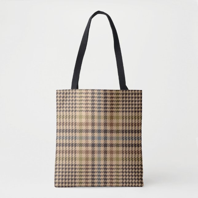 Forth Antique Glen Check Plaid Pattern Tote Bag (Front)