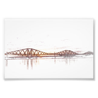 Forth Bridge Scotland Minimalist Sketch Photo Print