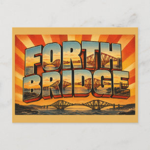 Forth Bridge Scotland Vintage Travel Art Postcard