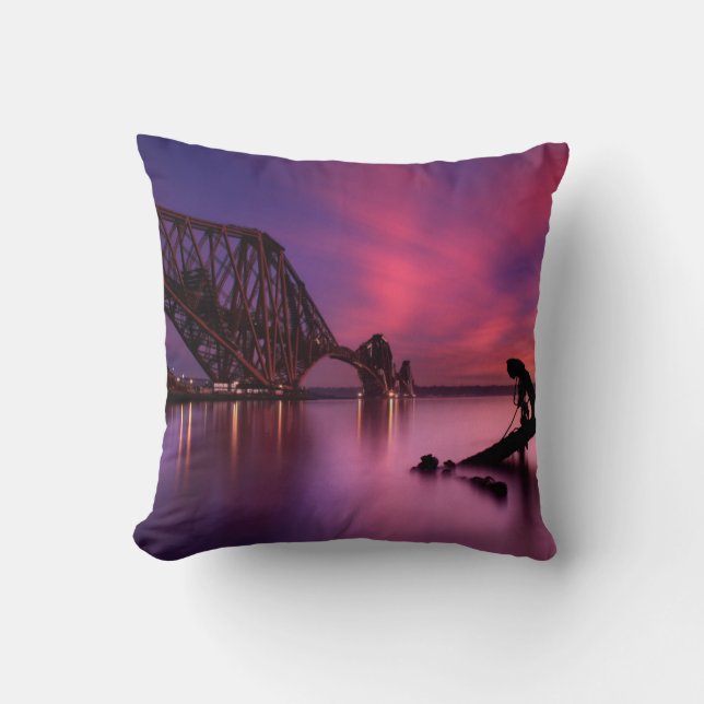 Forth Rail Bridge At Sunset | Scotland Cushion (Front)